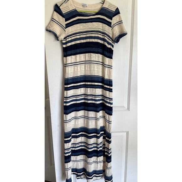 Splendid Striped Knit Maxi Dress in Navy & Cream Size Small Supima Cotton/Modal - Picture 2 of 7